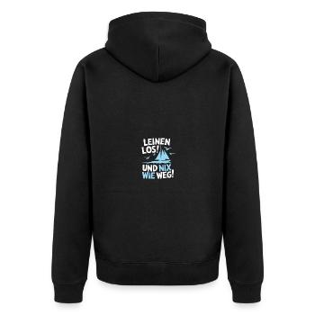 Leinen los und nichts wie weg! Wir legen ab! - Unisex Premium Bio Zip Hoodie - Schwarz - Hinten - Nico (187cm)