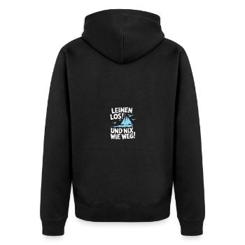 Leinen los und nichts wie weg! Wir legen ab! - Unisex Premium Bio Zip Hoodie - Schwarz - Hinten - Nico (187cm)
