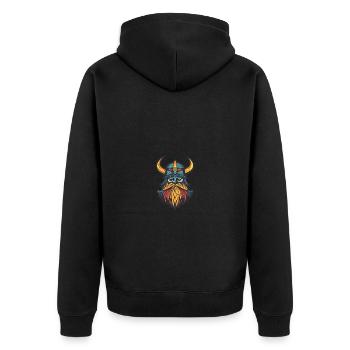 Viking Warrior Helmet - Unisex Premium Organic Zip Hoodie - black - Back - Nico (187cm)