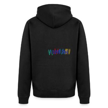 VALENTINSTAG. ICH LIEBE DICH. ICH LIEBE DICH. LIEBE. LIEBE - Unisex Premium Bio Zip Hoodie - Schwarz - Hinten - Nico (187cm)