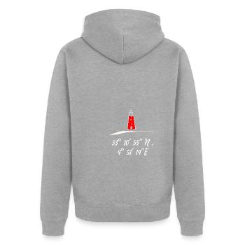 Lighthouse Texel Pays-Bas Coordonnées - Veste à capuche bio Premium Unisexe - gris chiné - Dos - Nico (187cm)
