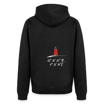 Lighthouse Texel Netherlands Coordinates - Unisex Premium Organic Zip Hoodie - black - Back - Nico (187cm)
