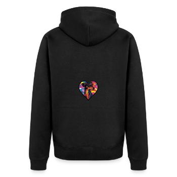 Doberman Hund Herz Love - Unisex Premium Bio Zip Hoodie - Schwarz - Hinten - Nico (187cm)