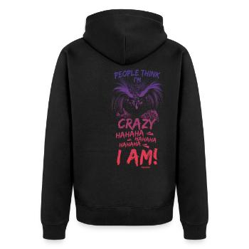 Les gens pensent que je suis fou hahahaha pingouin - Veste à capuche bio Premium Unisexe - noir - Dos - Nico (187cm)