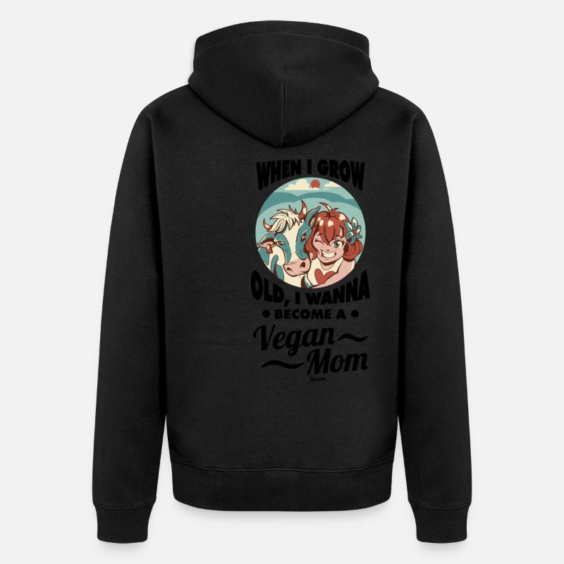 Mädchen wird Veganerin - Unisex Premium Bio Zip Hoodie - Schwarz