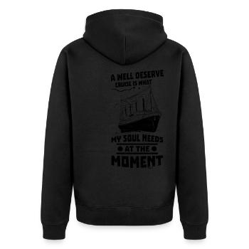 Kreuzfahrt - Unisex Premium Bio Zip Hoodie - Schwarz - Hinten - Nico (187cm)