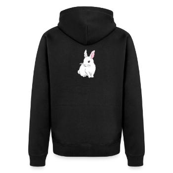 weißer Hase sitzend - Unisex Premium Bio Zip Hoodie - Schwarz - Hinten - Nico (187cm)
