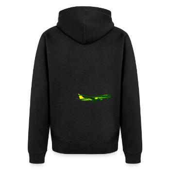 Tausende Flugzeuge starten und landen täglich - Unisex Premium Bio Zip Hoodie - Schwarz - Hinten - Nico (187cm)