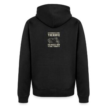 Therapy Ural Dnepr USSR Motorcycle - Unisex Premium Organic Zip Hoodie - black - Back - Nico (187cm)
