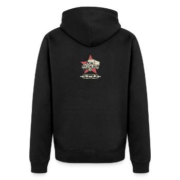 Roter Stern Russischer LKW ZIL UdSSR Fahrer - Unisex Premium Bio Zip Hoodie - Schwarz - Hinten - Nico (187cm)