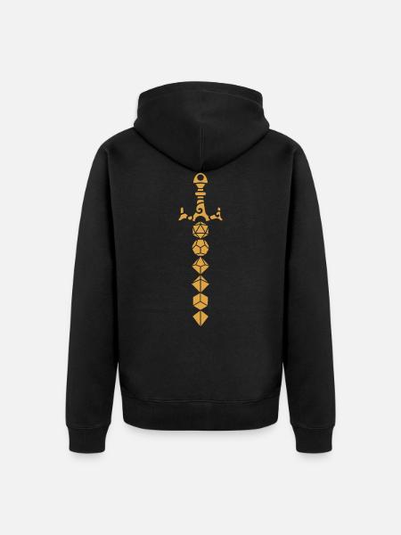 SWORD Dice Gamer Board Game Dragon Gift - Unisex Premium Organic Zip Hoodie - black