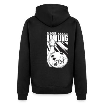 Bowlingspieler Trikot Bowler Spruch Glücks Bowling - Unisex Premium Bio Zip Hoodie - Schwarz - Hinten - Nico (187cm)