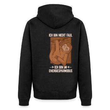 Sloth - energy saving mode not lazy - Unisex Premium Organic Zip Hoodie - black - Back - Nico (187cm)
