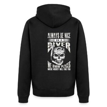 Snorkeling Skull Be Nice To a Diver - Veste à capuche bio Premium Unisexe - noir - Dos - Nico (187cm)