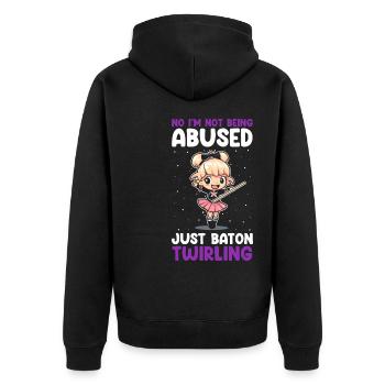Professionelles Stabdänzerin für Majorette - Unisex Premium Bio Zip Hoodie - Schwarz - Hinten - Nico (187cm)