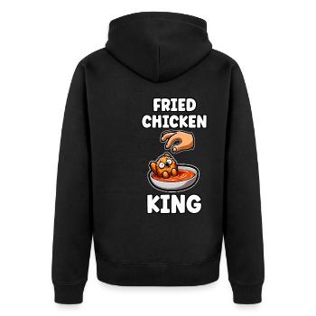 Lustiges gebratenes Huhn Mann Junge Geschenk - Unisex Premium Bio Zip Hoodie - Schwarz - Hinten - Nico (187cm)