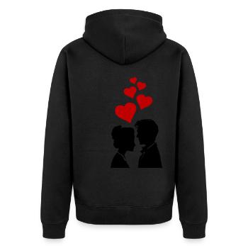 Ehepaar Hochzeit Couple Heirat - Unisex Premium Bio Zip Hoodie - Schwarz - Hinten - Nico (187cm)