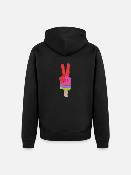 Popsicles Peace Sign Peace - Unisex Premium Organic Zip Hoodie - black
