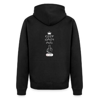 Fuck Off, Fuck, Fucking - Unisex Premium Bio Zip Hoodie - Schwarz - Hinten - Nico (187cm)