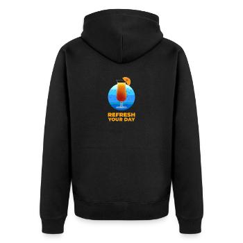 Refresh your day! - Unisex Premium Organic Zip Hoodie - black - Back - Nico (187cm)
