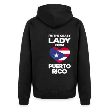 Puerto Rico Flagge | Puerto Ricaner Geschenkideen - Unisex Premium Bio Zip Hoodie - Schwarz - Hinten - Nico (187cm)