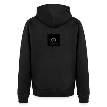 Hustle grün black - Unisex Premium Bio Zip Hoodie - Schwarz - Hinten - Nico (187cm)