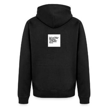 Zitat nach bekanntem, deutschem Schriftsteller - Unisex Premium Bio Zip Hoodie - Schwarz - Hinten - Nico (187cm)