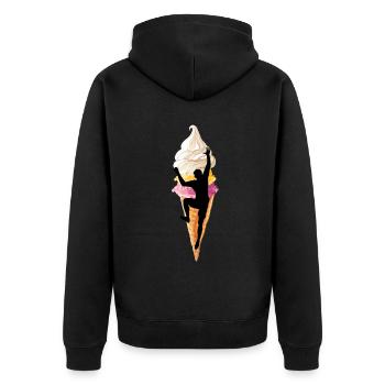 eisklettern eispickel klettern am eis - Unisex Premium Bio Zip Hoodie - Schwarz - Hinten - Nico (187cm)