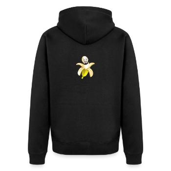 Bart Banane Haare Witzig Glatze - Unisex Premium Bio Zip Hoodie - Schwarz - Hinten - Nico (187cm)