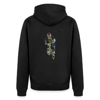 bmx race racing mountain bike motocross - Unisex Premium Organic Zip Hoodie - black - Back - Nico (187cm)
