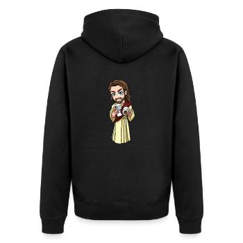 Jesus Toiletenpapier - Unisex Premium Bio Zip Hoodie - Schwarz - Hinten - Nico (187cm)