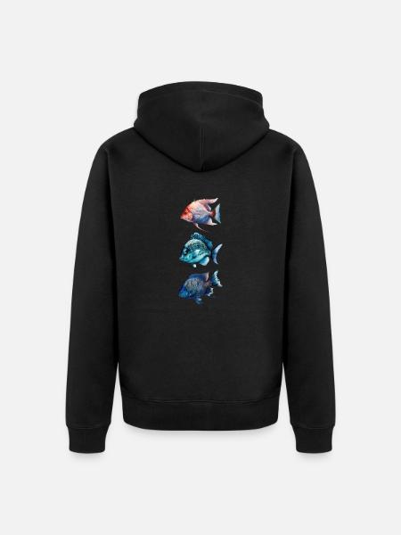 Bunte Meeresfische Trio - Unisex Premium Bio Zip Hoodie - Schwarz