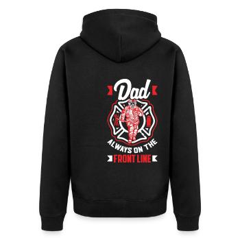 Papa toujours en première ligne pompiers - Veste à capuche bio Premium Unisexe - noir - Dos - Nico (187cm)