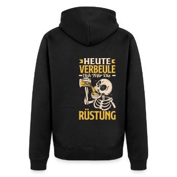 Heute verbeule ich mir die Rüstung Biertrinker & - Unisex Premium Bio Zip Hoodie - Schwarz - Hinten - Nico (187cm)