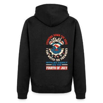Counting down the days until I can watch fireworks - Unisex Premium Bio Zip Hoodie - Schwarz - Hinten - Nico (187cm)