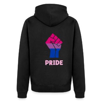 Bisexual Pride Fist Design pour l’égalité - Veste à capuche bio Premium Unisexe - noir - Dos - Nico (187cm)