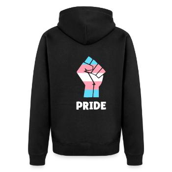 Pride Trans Pride Fist Design for Equality - Unisex Premium Organic Zip Hoodie - black - Back - Nico (187cm)