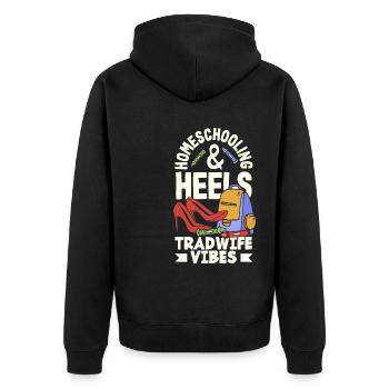 Classic Homeschool Mom Tradwife Homeschooling - Unisex Premium Organic Zip Hoodie - black - Back - Nico (187cm)