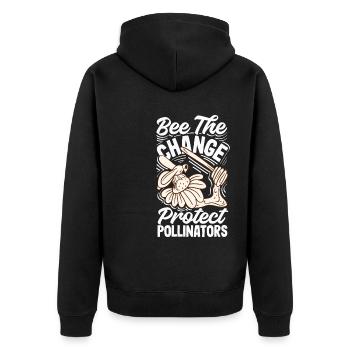 Beekeeper Heartbeat Honeycomb Love Pollination - Unisex Premium Organic Zip Hoodie - black - Back - Nico (187cm)