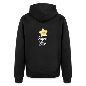 Stern: Super star - Unisex Premium Bio Zip Hoodie - Schwarz - Hinten - Nico (187cm)