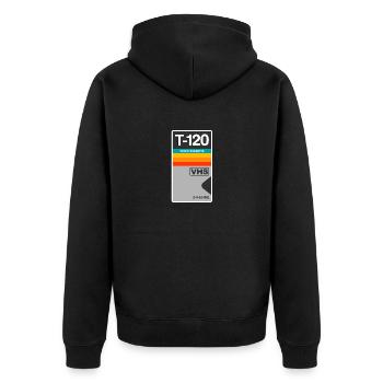 VHS Video Kassette Retro Vintage Symbol Symbol. - Unisex Premium Bio Zip Hoodie - Schwarz - Hinten - Nico (187cm)