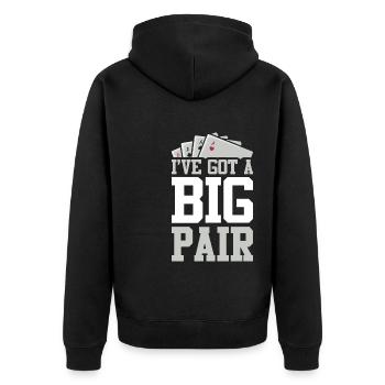 I've Got A Big Pair Funny Poker Player Casino - Unisex Premium Bio Zip Hoodie - Schwarz - Hinten - Nico (187cm)