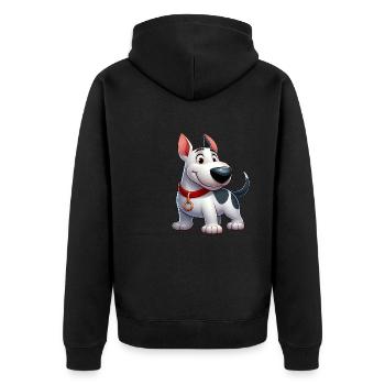 Bullterrier 4 - Unisex Premium Bio Zip Hoodie - Schwarz - Hinten - Nico (187cm)