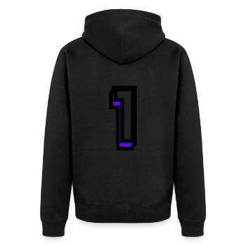 1. 1 JAHR. 1. JUBILÄUM. GEBURTSTAG 1 JAHR - Unisex Premium Bio Zip Hoodie - Schwarz - Hinten - Nico (187cm)