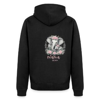 Mama 2024 Elephant Floral Wreath Celebration - Unisex Premium Bio Zip Hoodie - Schwarz - Hinten - Nico (187cm)