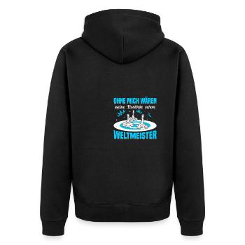 Wintersport Eisstockschießen Stocksport - Unisex Premium Bio Zip Hoodie - Schwarz - Hinten - Nico (187cm)