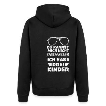 Du Kannst Mich Nicht Erschrecken... - Unisex Premium Bio Zip Hoodie - Schwarz - Hinten - Nico (187cm)