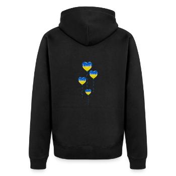Solidarität und Herz Ballons für die Ukraine - Unisex Premium Bio Zip Hoodie - Schwarz - Hinten - Nico (187cm)