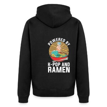 Koreanischer Pop Ramen Nudeln Geschenk K Pop - Unisex Premium Bio Zip Hoodie - Schwarz - Hinten - Nico (187cm)