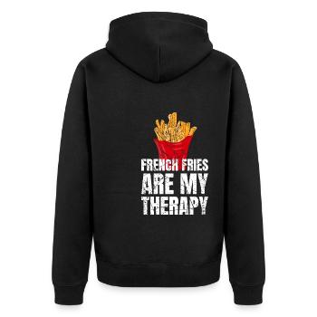 Français frites sont ma thérapie pommes frites - Veste à capuche bio Premium Unisexe - noir - Dos - Nico (187cm)